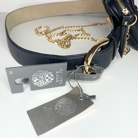 Vince Camuto | 3PC Black Studded Fanny Pack / Crossbody Belt Bag  - Medium - Picture 6 of 12